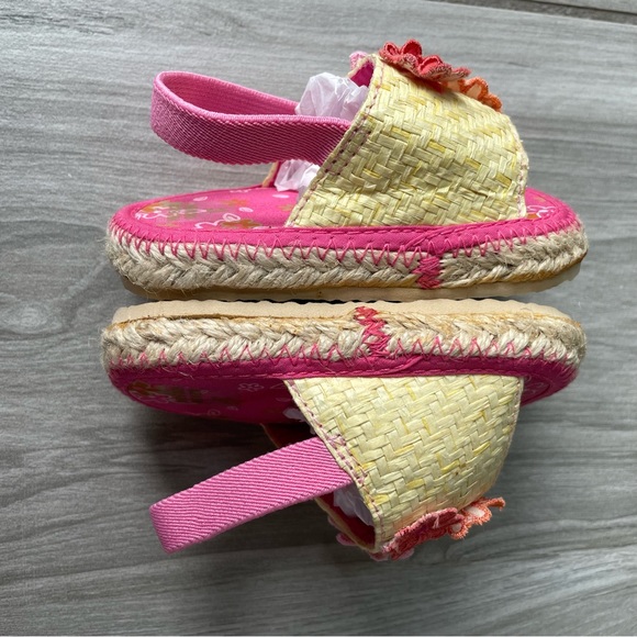 ❗️GOING SOON❗️NWOT Baby Girl’s Straw Sandals with Flower Appliqués - Size 3 - Picture 8 of 12